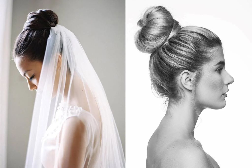Woman with sleek high ballerina bun hairstyle styled neatly for formal and casual occasions