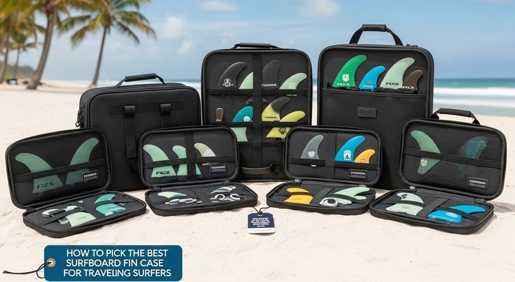 surfboard fin pouch organizer with multiple fin slots