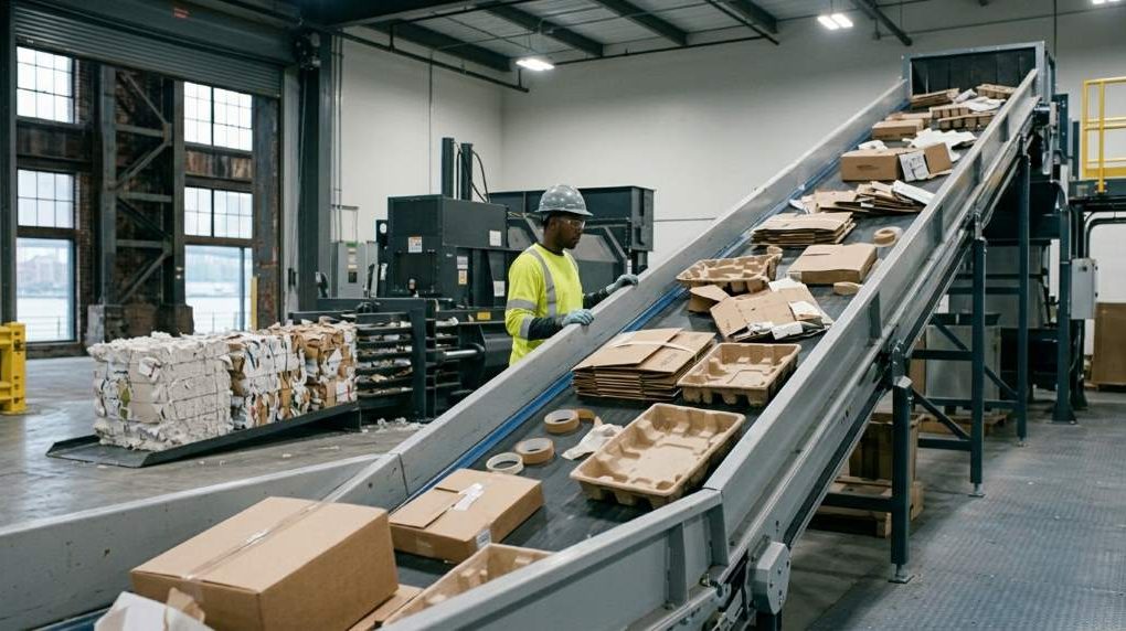 New York company using sustainable packaging materials in warehouse