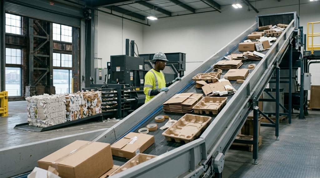 New York company using sustainable packaging materials in warehouse
