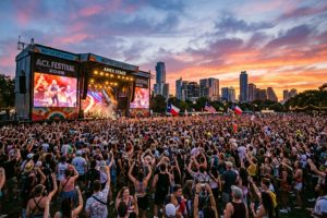 ACL Festival 2026 crowd at Zilker Park Austin Texas main stage sunset