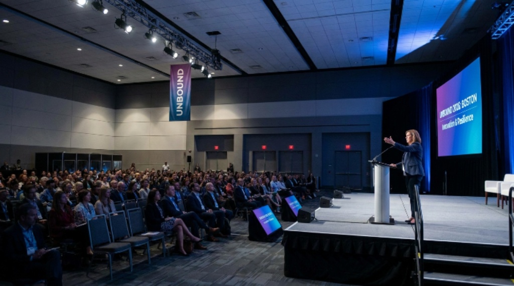 Keynote speaker presenting at UNBOUND 2026 Boston convention center