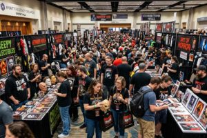 Horror convention crowd exploring vendor booths at Hyatt Regency Orlando